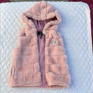 DKNY 3T Blush Fuzzy Hooded Vest